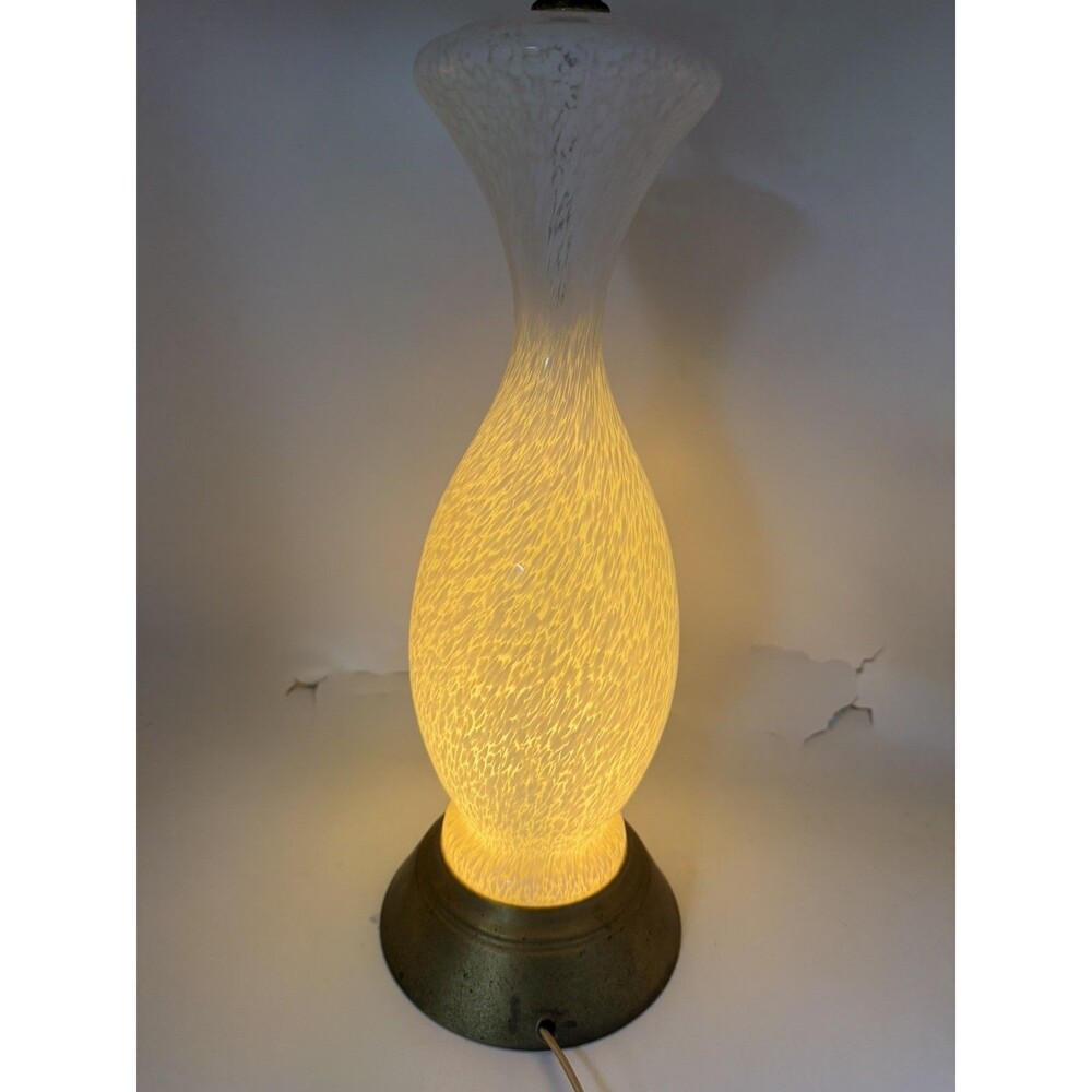 French table lamp, Murano style twisted swirl art glass White Spatter